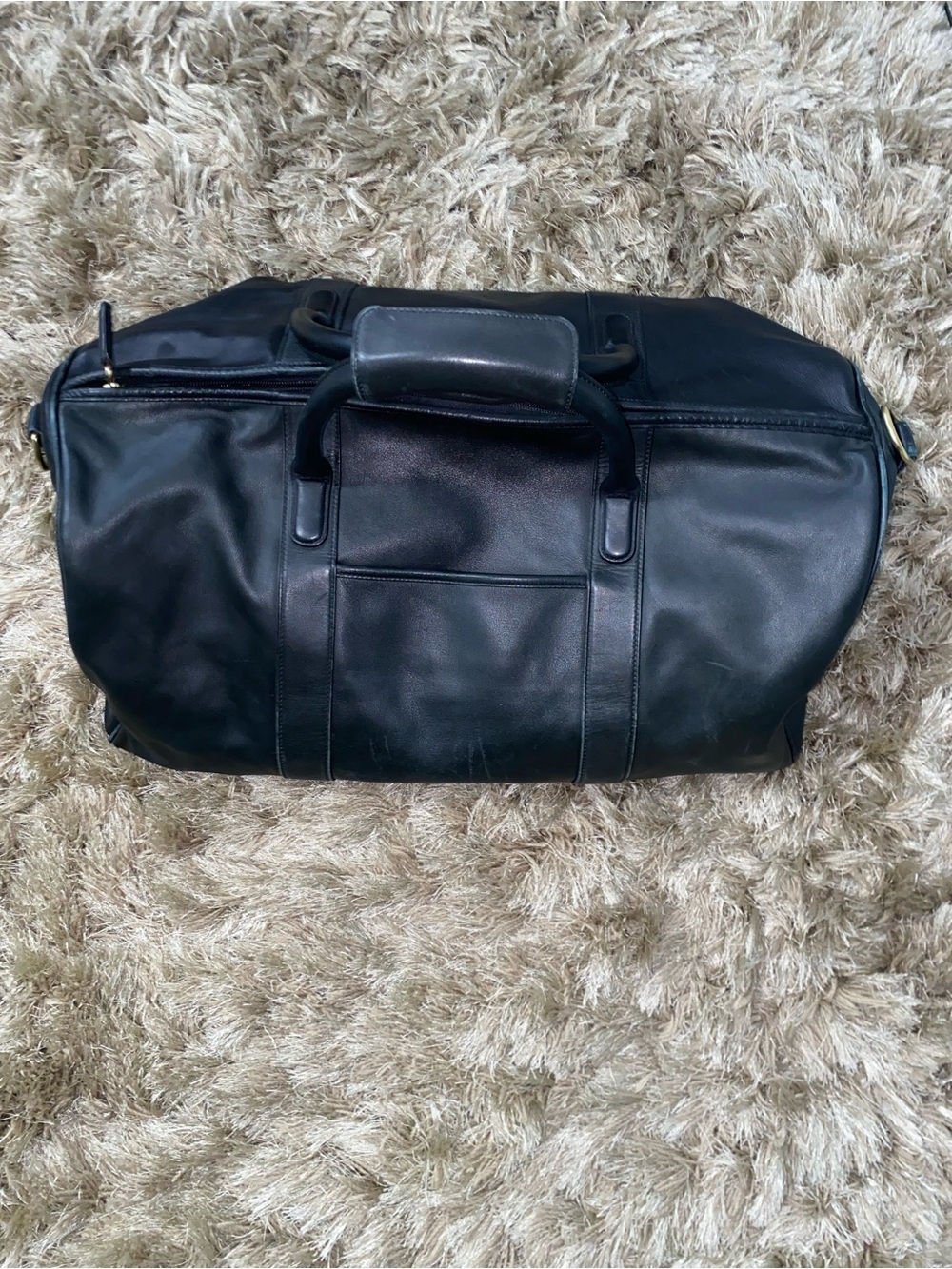 Vintage Coach Black Leather Duffel Bag